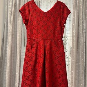 Bonnie Jean Red Floral Lace Dress